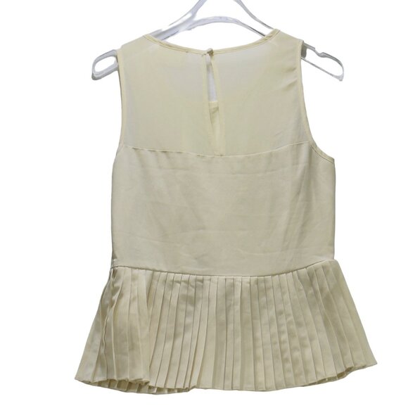 PINS AND NEEDLES Women's Top Beige Sleeveless Pleats Peplum Lace Contrast Size S - Picture 2 of 6